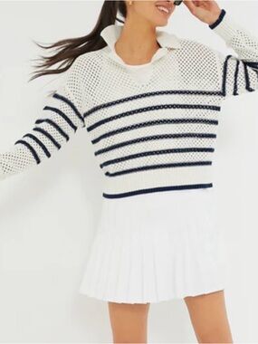 TUCKERNUCK TNUK SPORT NWT White Stripe Mesh Fischer Sweater size small